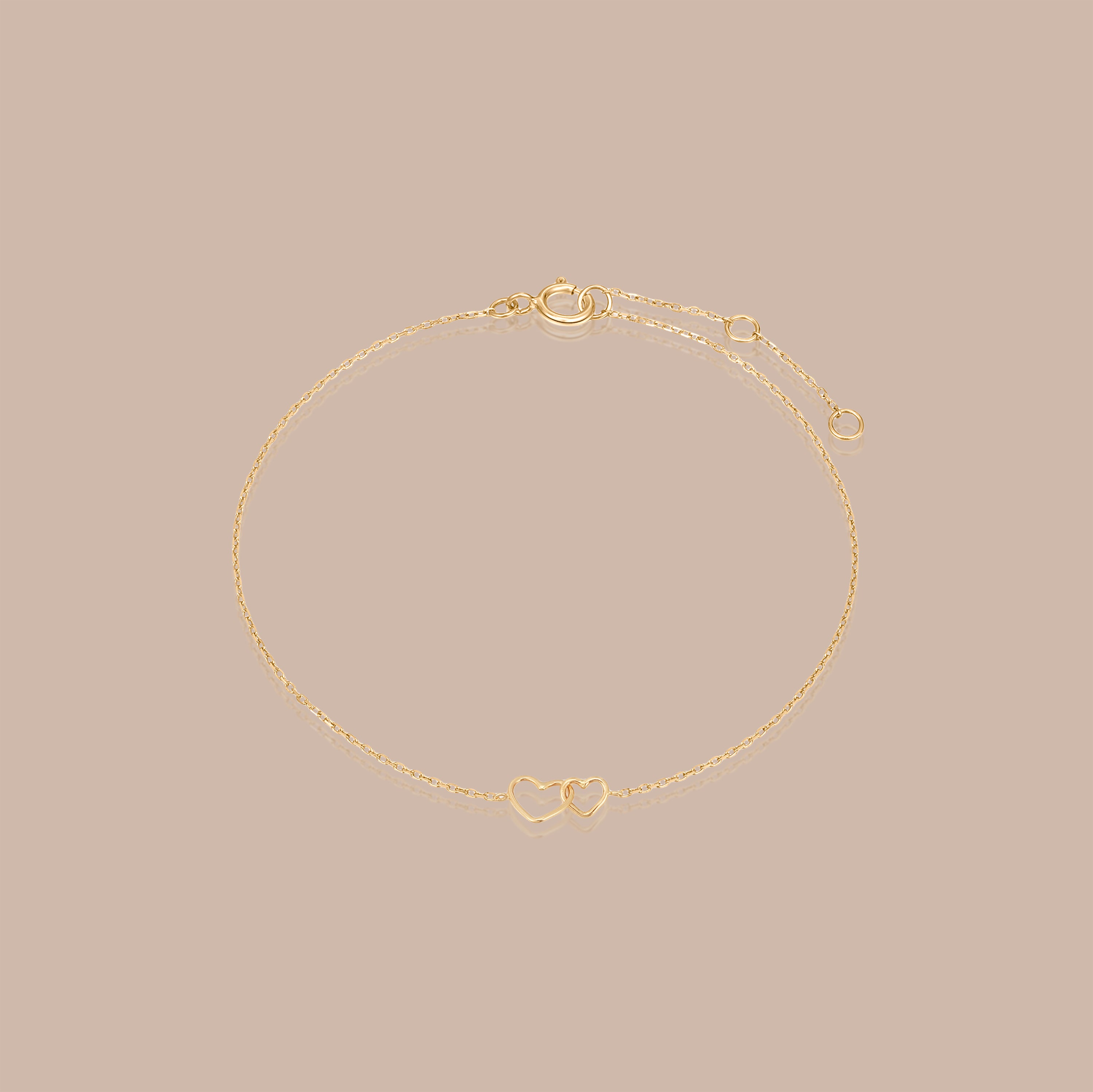 14K Gold Heart Link Bracelet