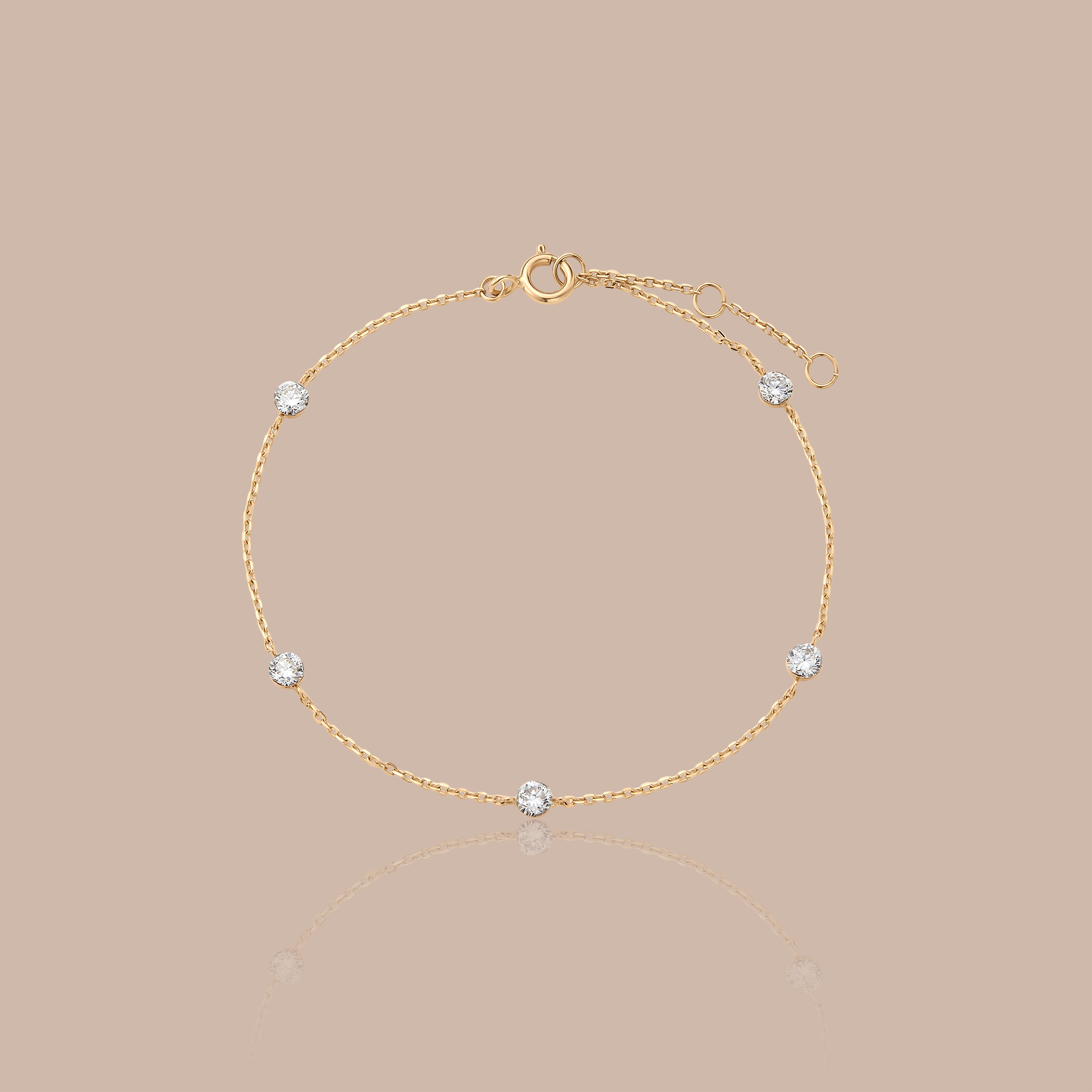 14K Gold Diamond Station Bracelet