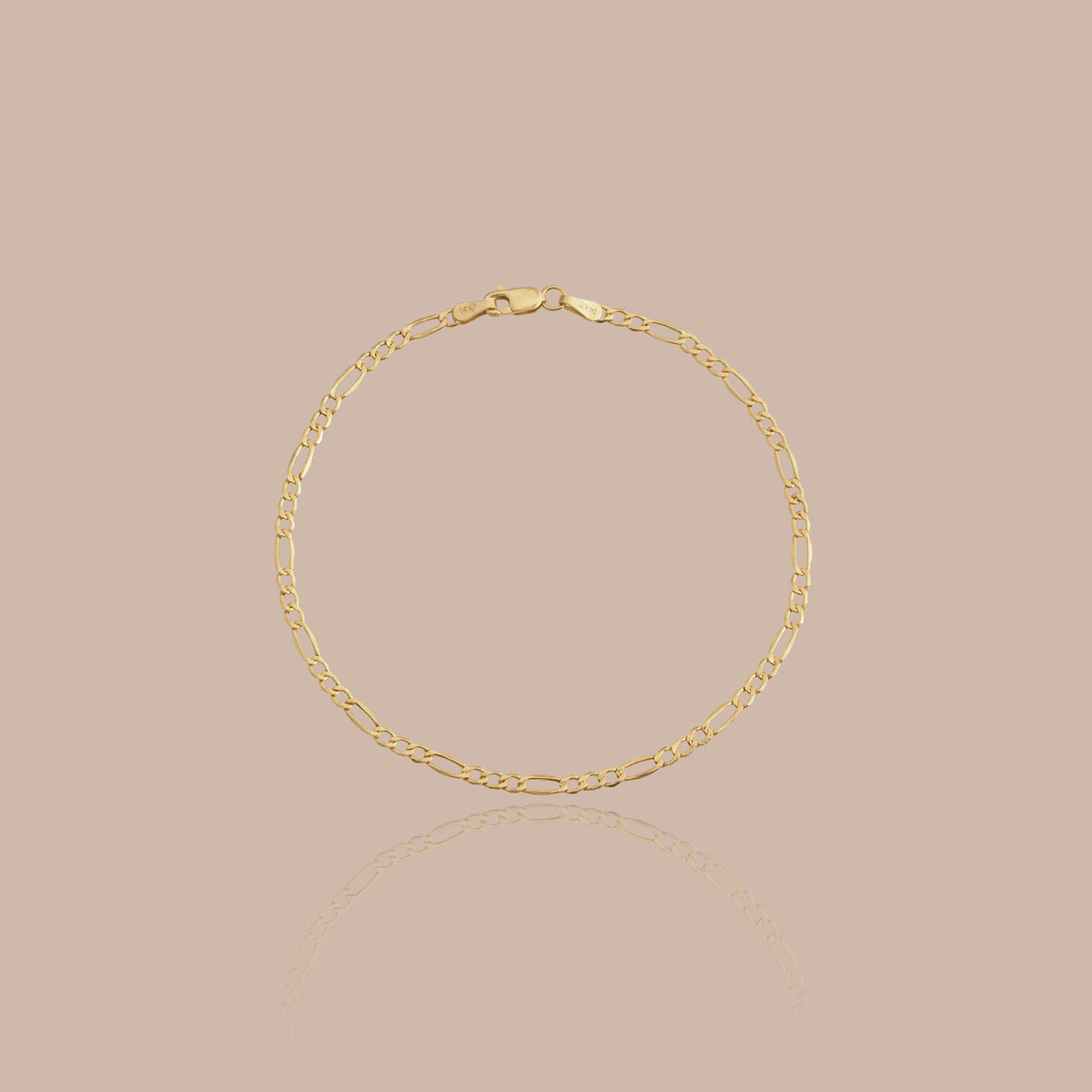 Semi-Solid Gold Figaro Chain Bracelet