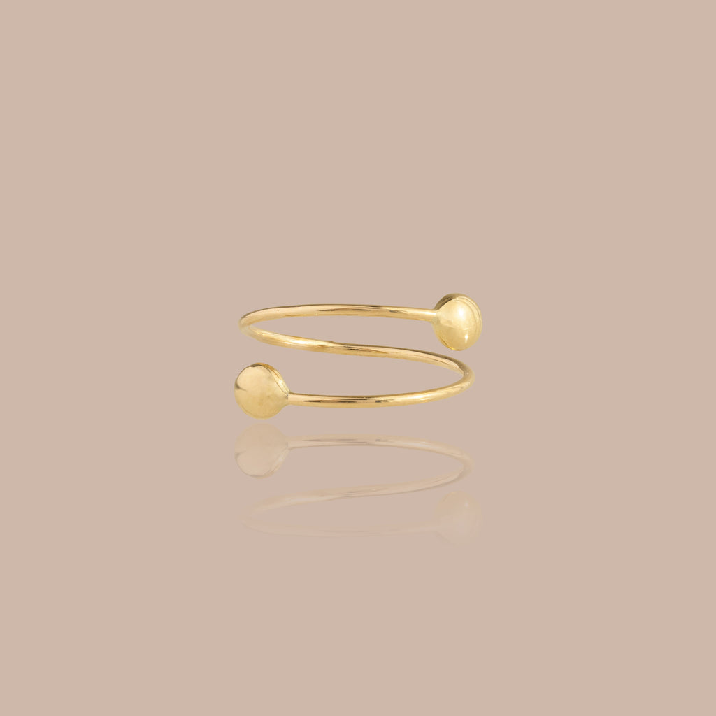 Solid Gold Adjustable Duo Bead Ring