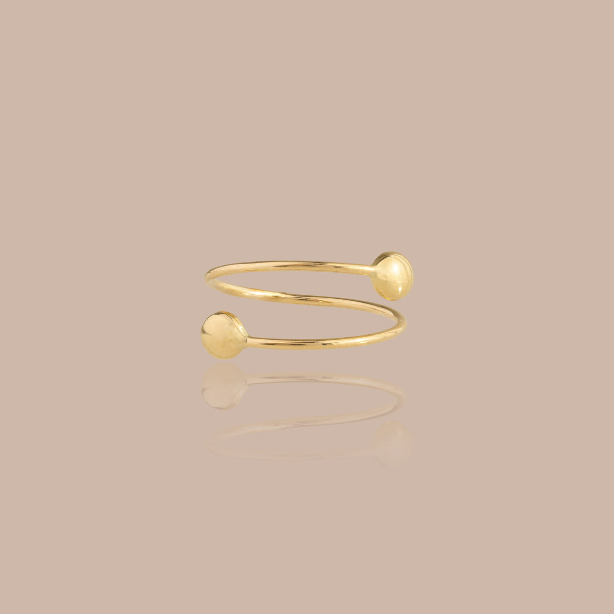 Solid Gold Adjustable Duo Bead Ring
