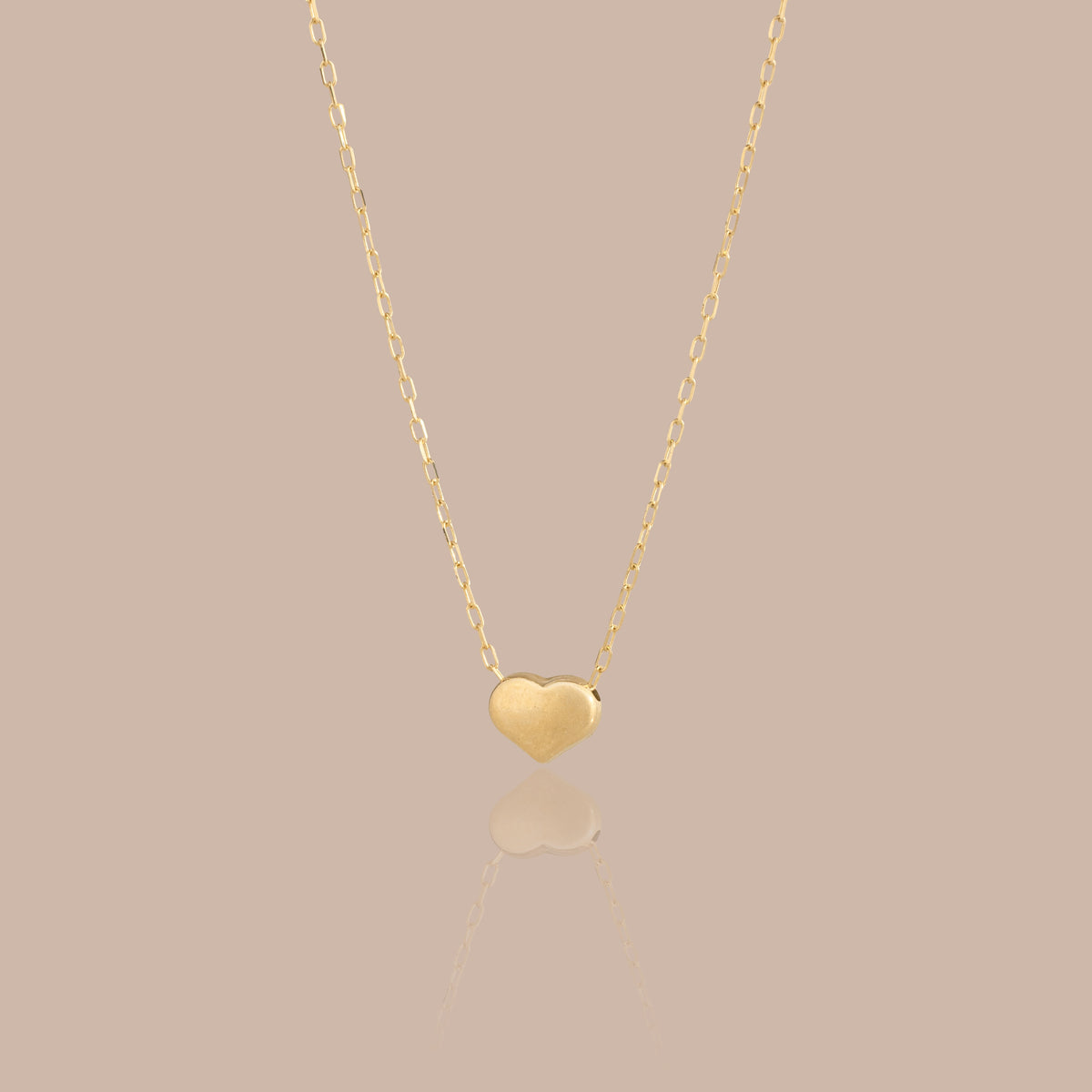 Solid Gold Puffy Heart Charm Necklace