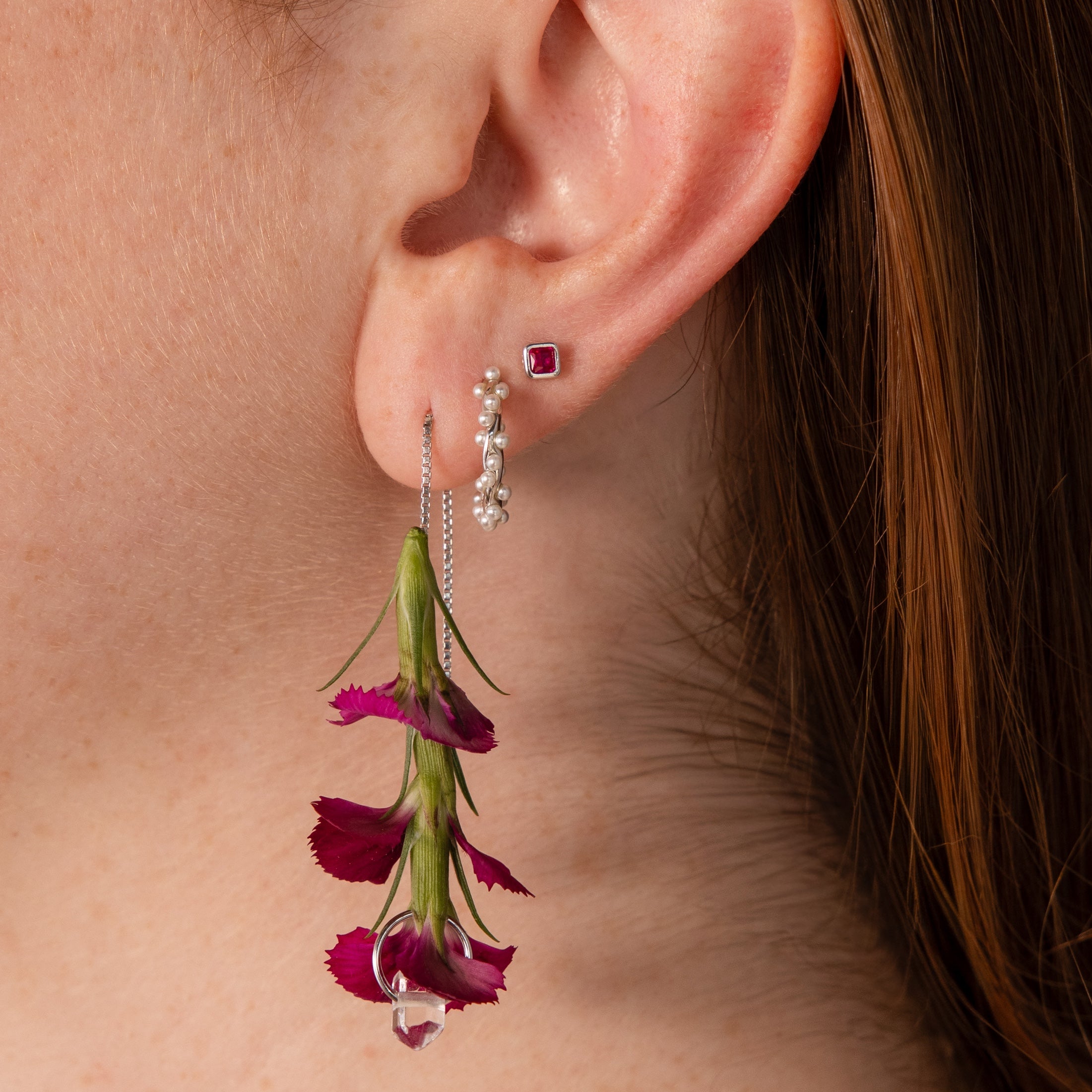 Square Bezel Birthstone Flatback Studs