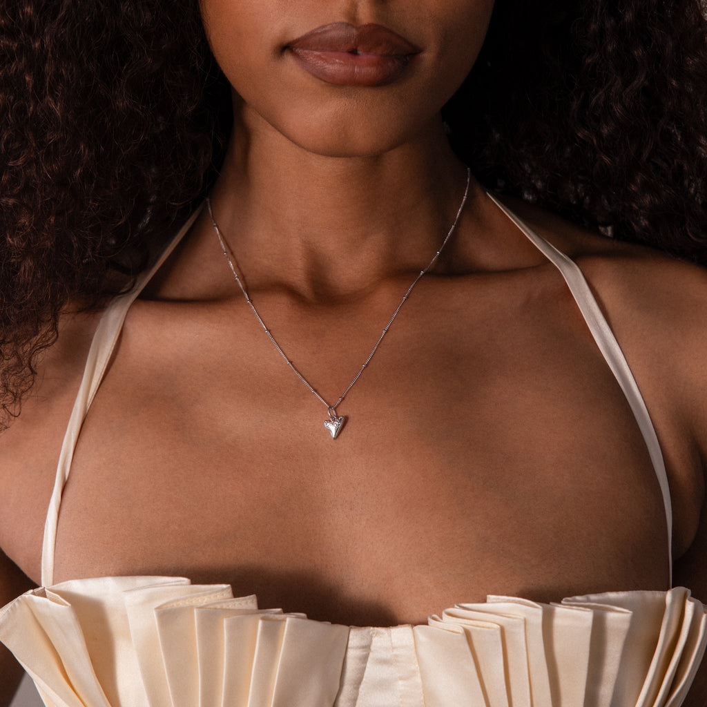 Shark Tooth Jewelry Set in Silver
