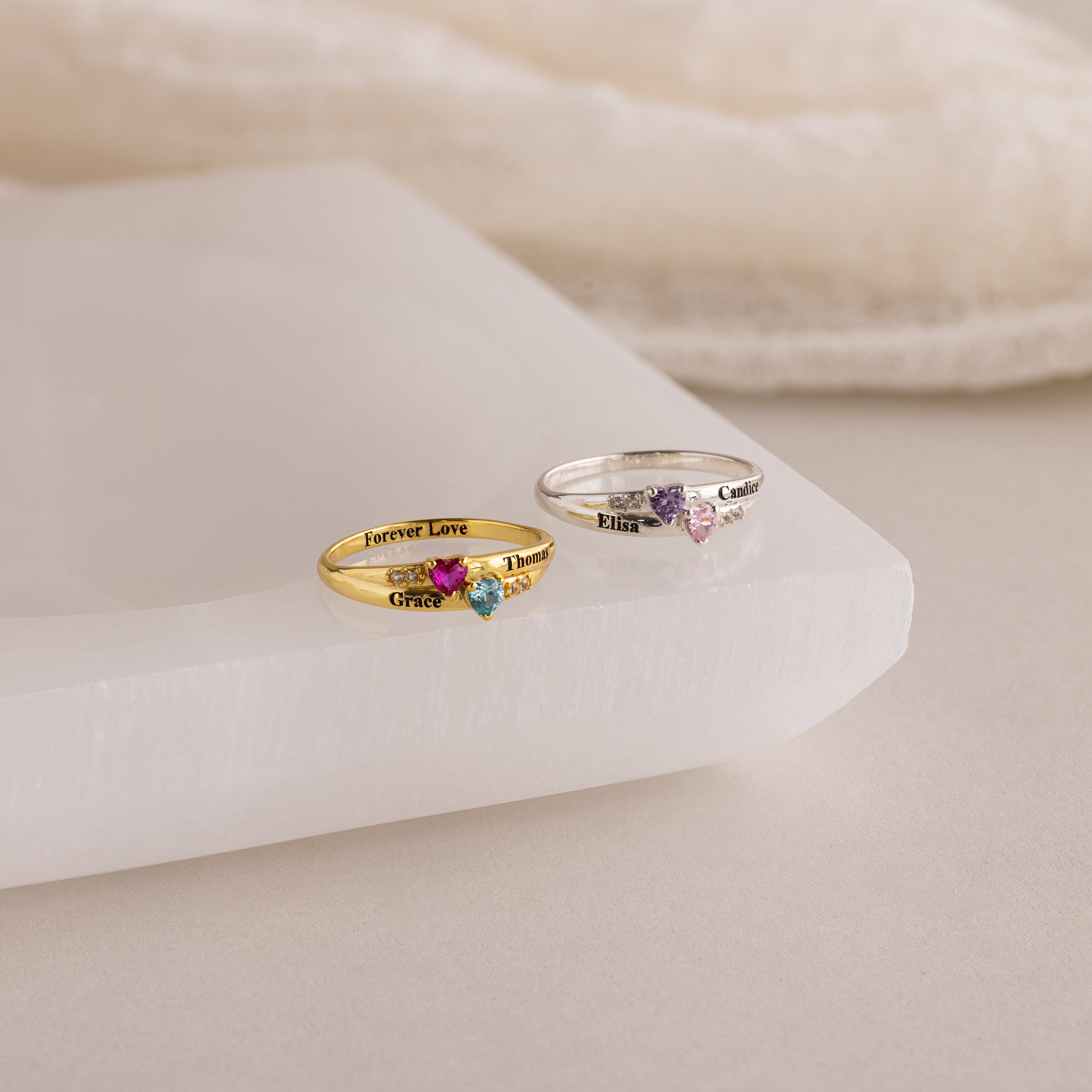 Toi et Moi Interlocking Name Ring