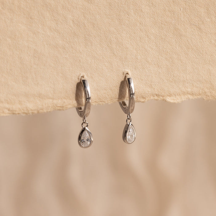 Teardrop Bezel Drop Earrings