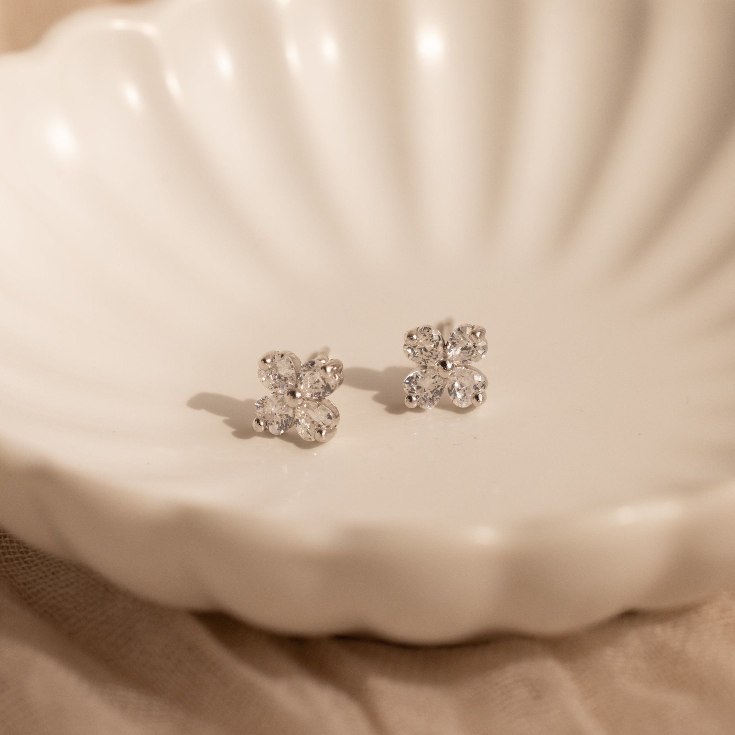 Diamond Clover Studs