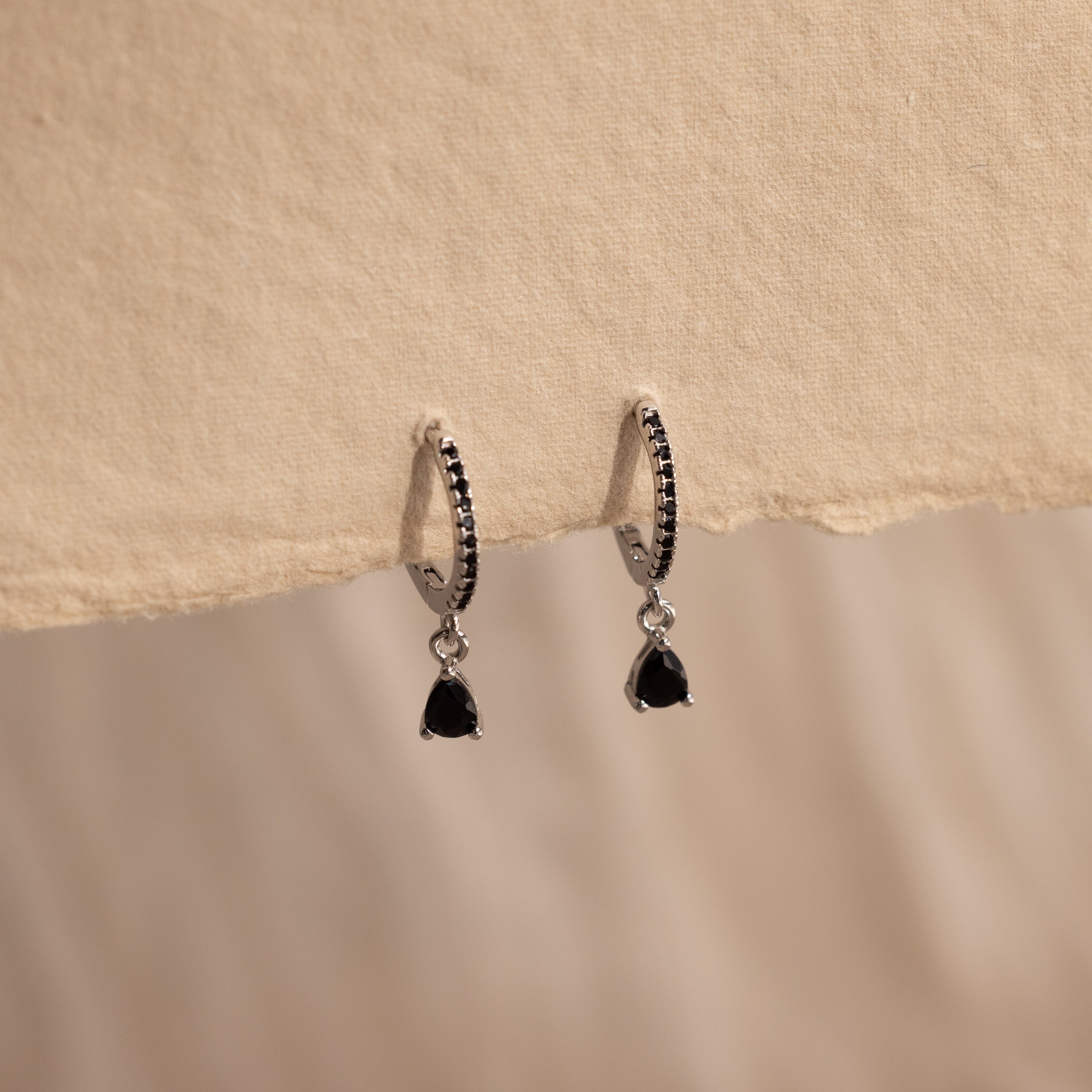 Onyx Pave Teardrop Hoops