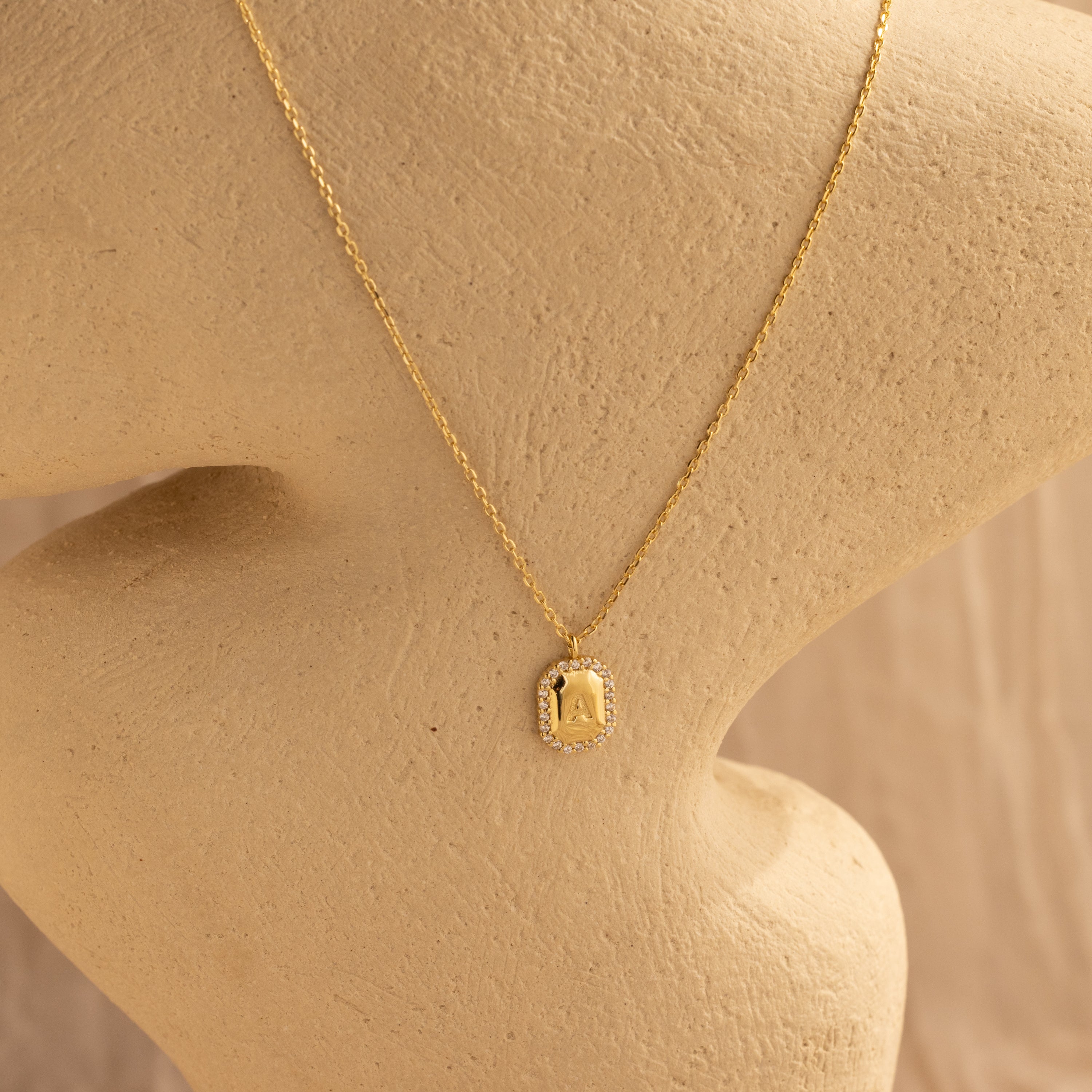 Geometric Diamond Initial Necklace