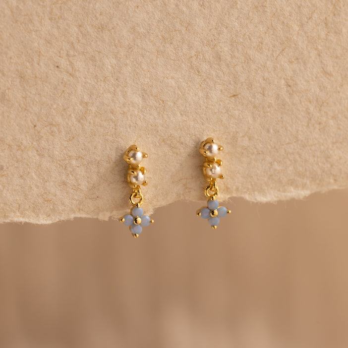 Pearl Ivy Flower Drop Studs