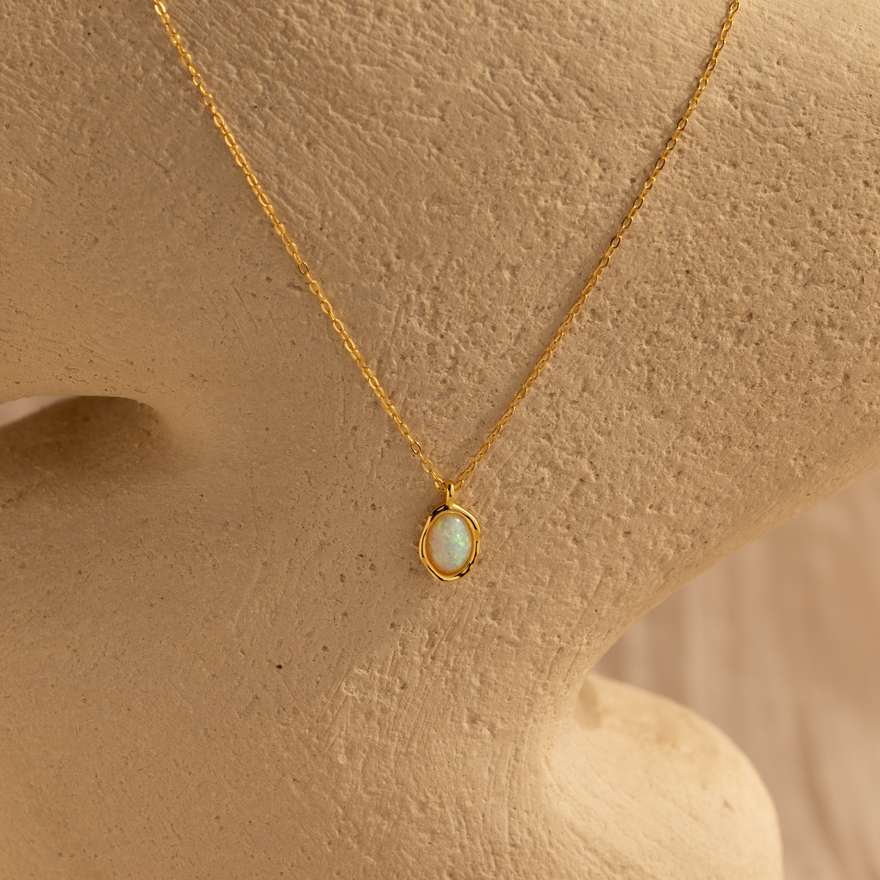 Opal Bezel Pendant Necklace