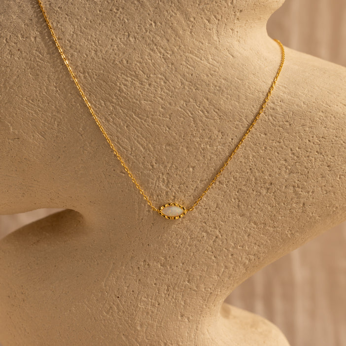 Minimalist Opal Marquise Necklace