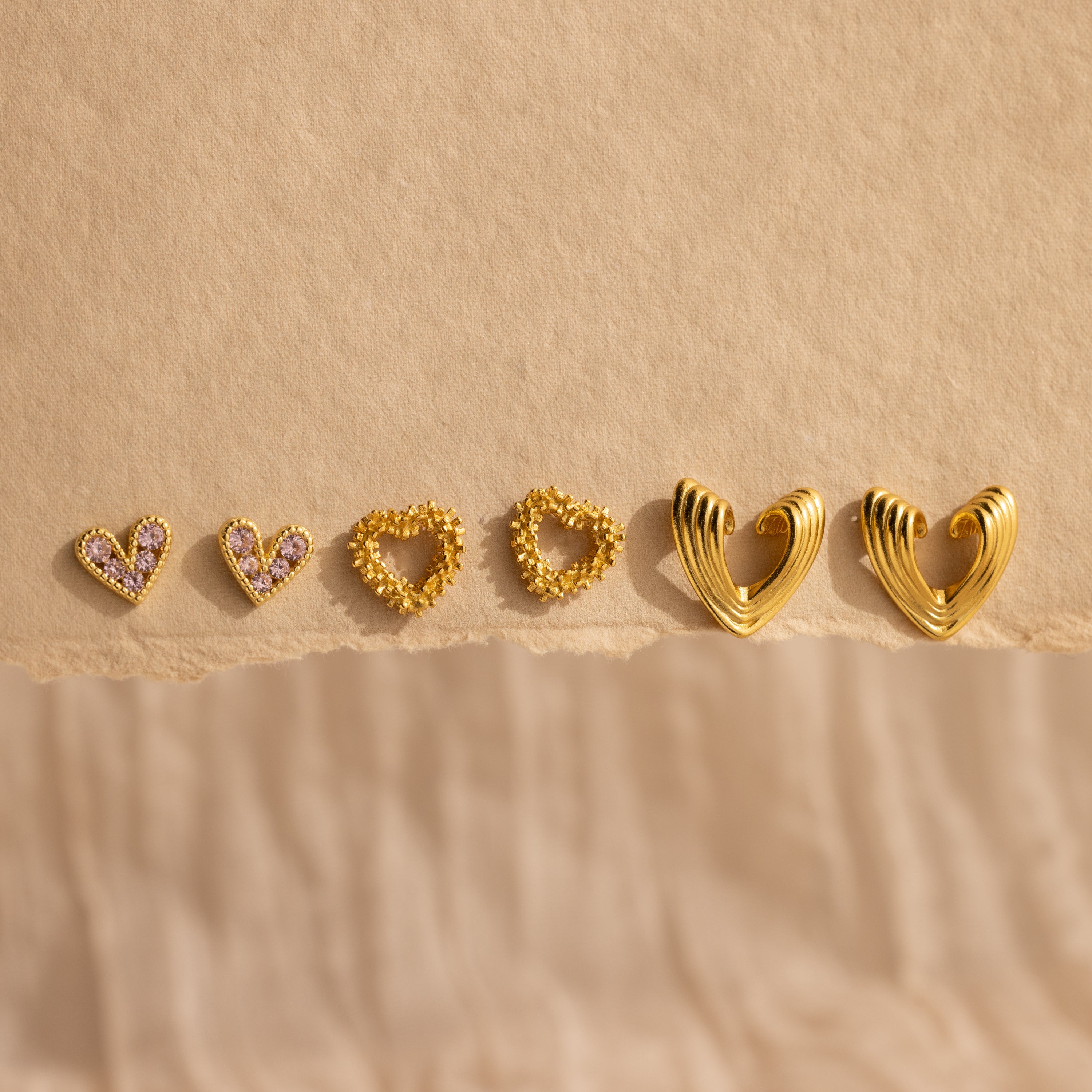 Vintage Heart Studs Set