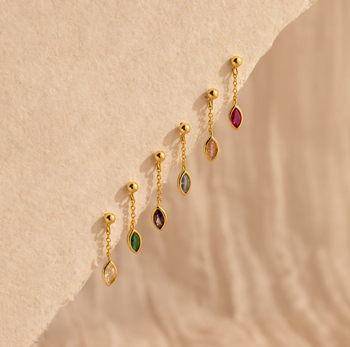 Colorful Marquise Drop Studs Set