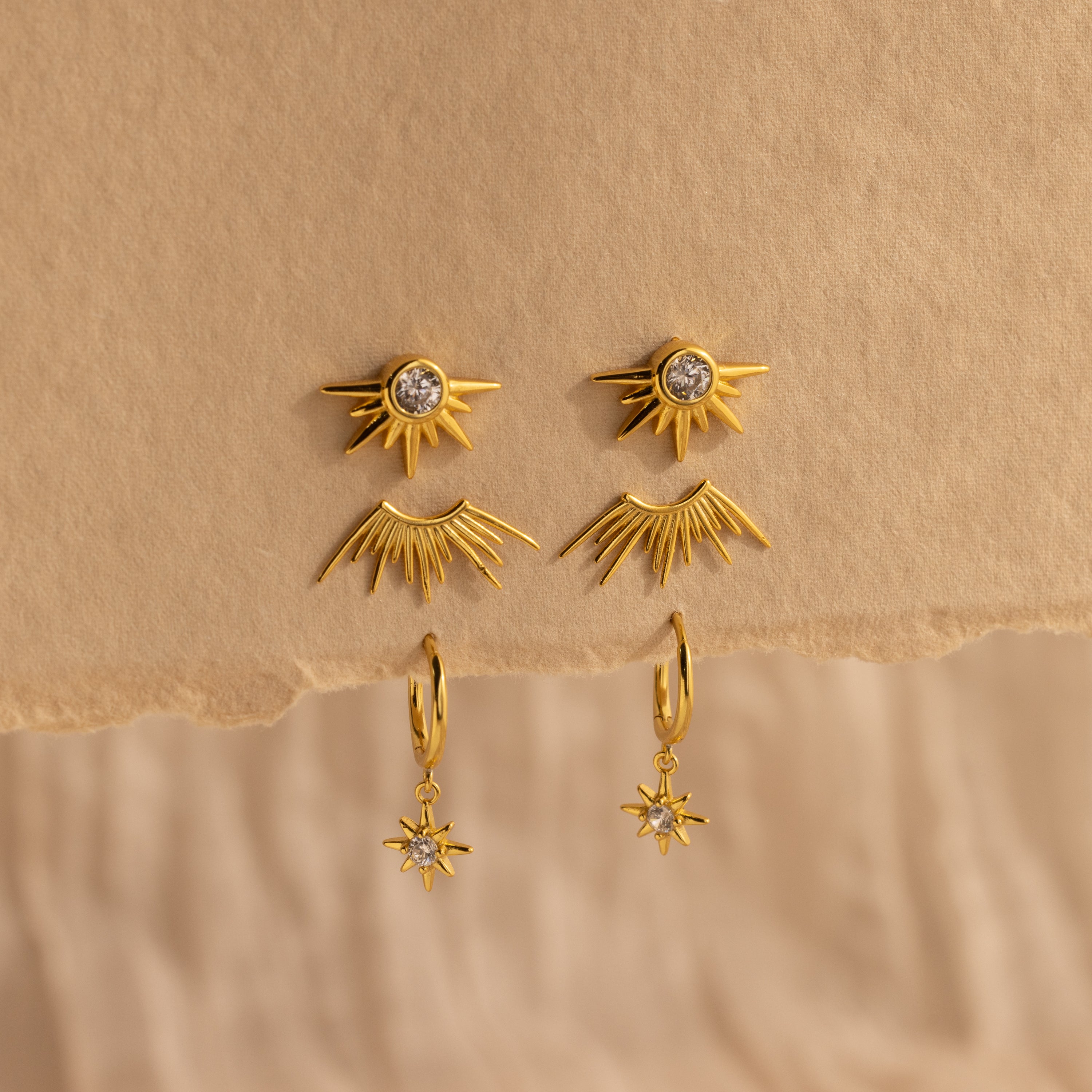 Diamond Sunburst Earrings Set