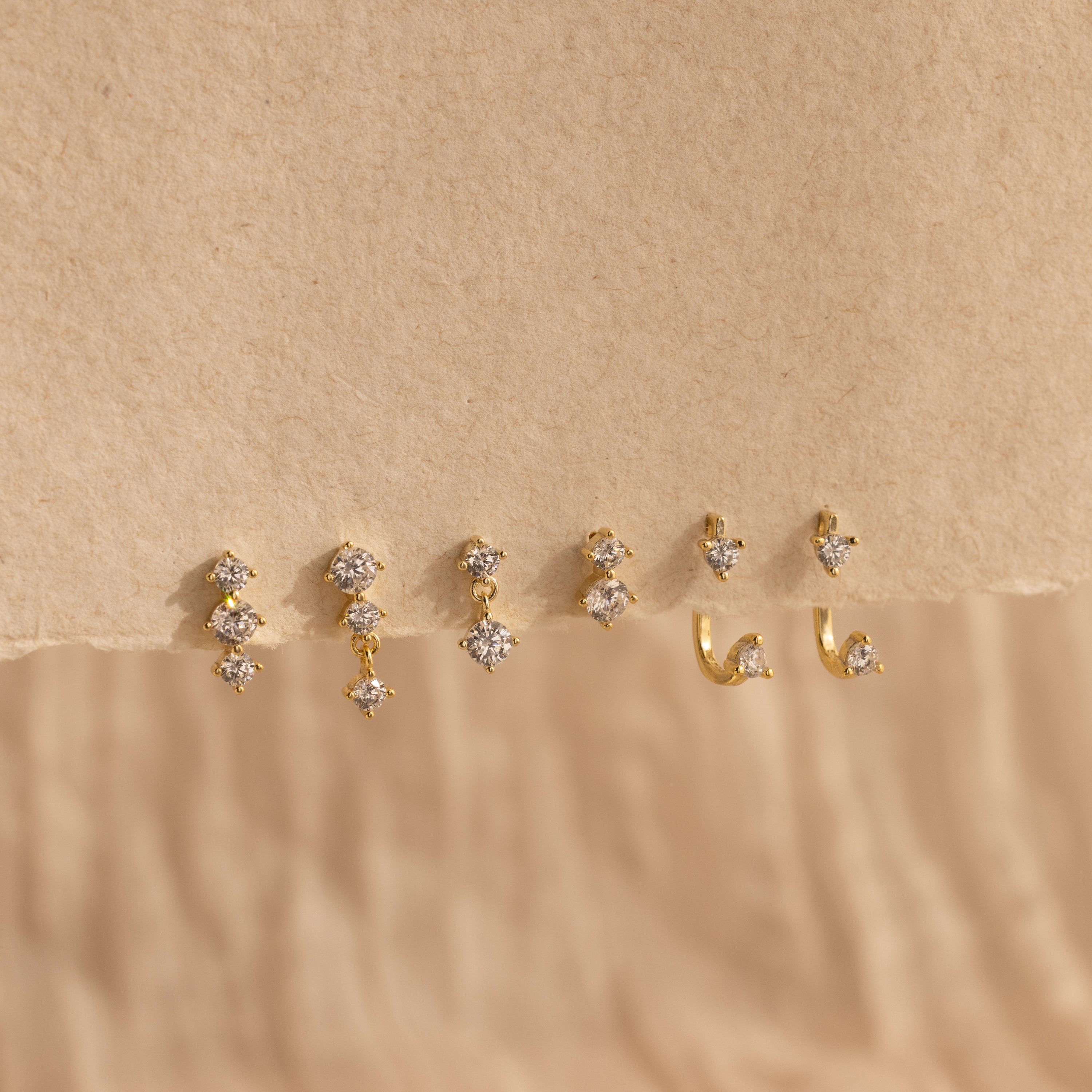 Dainty Diamond Drop Earrings Set