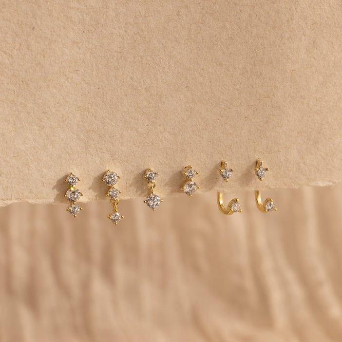 Dainty Diamond Drop Earrings Set