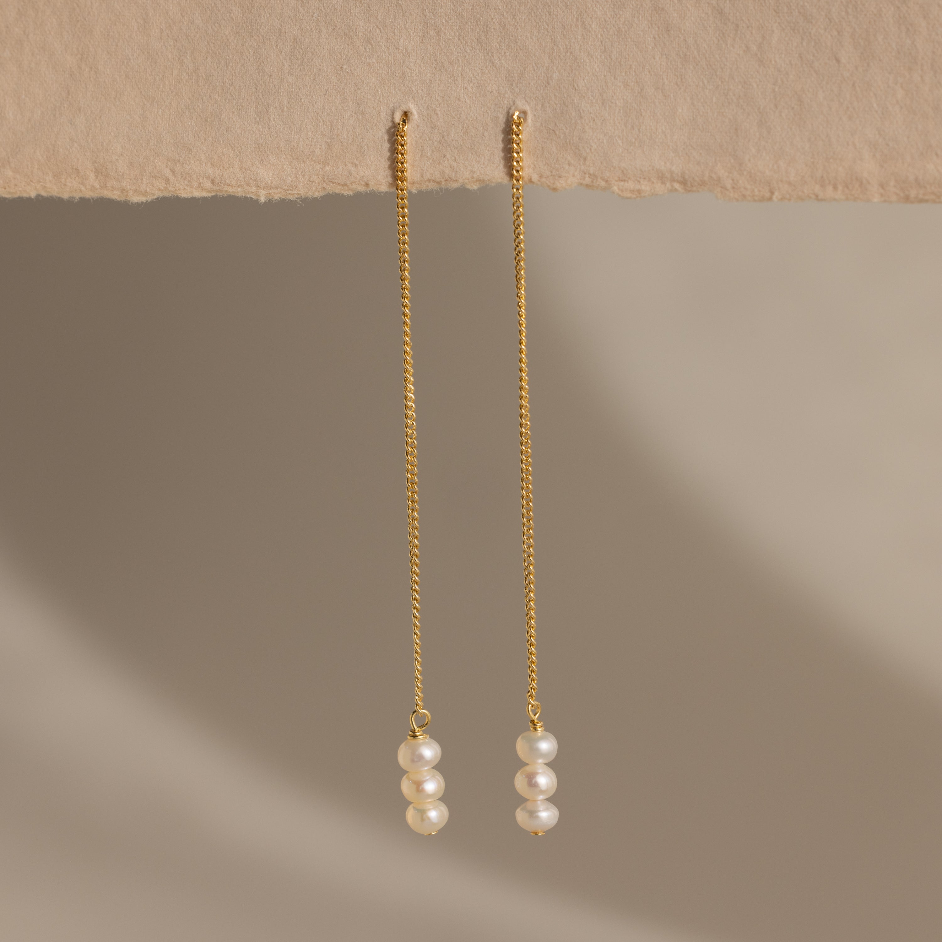 Pearl Bar Chain Drop Studs