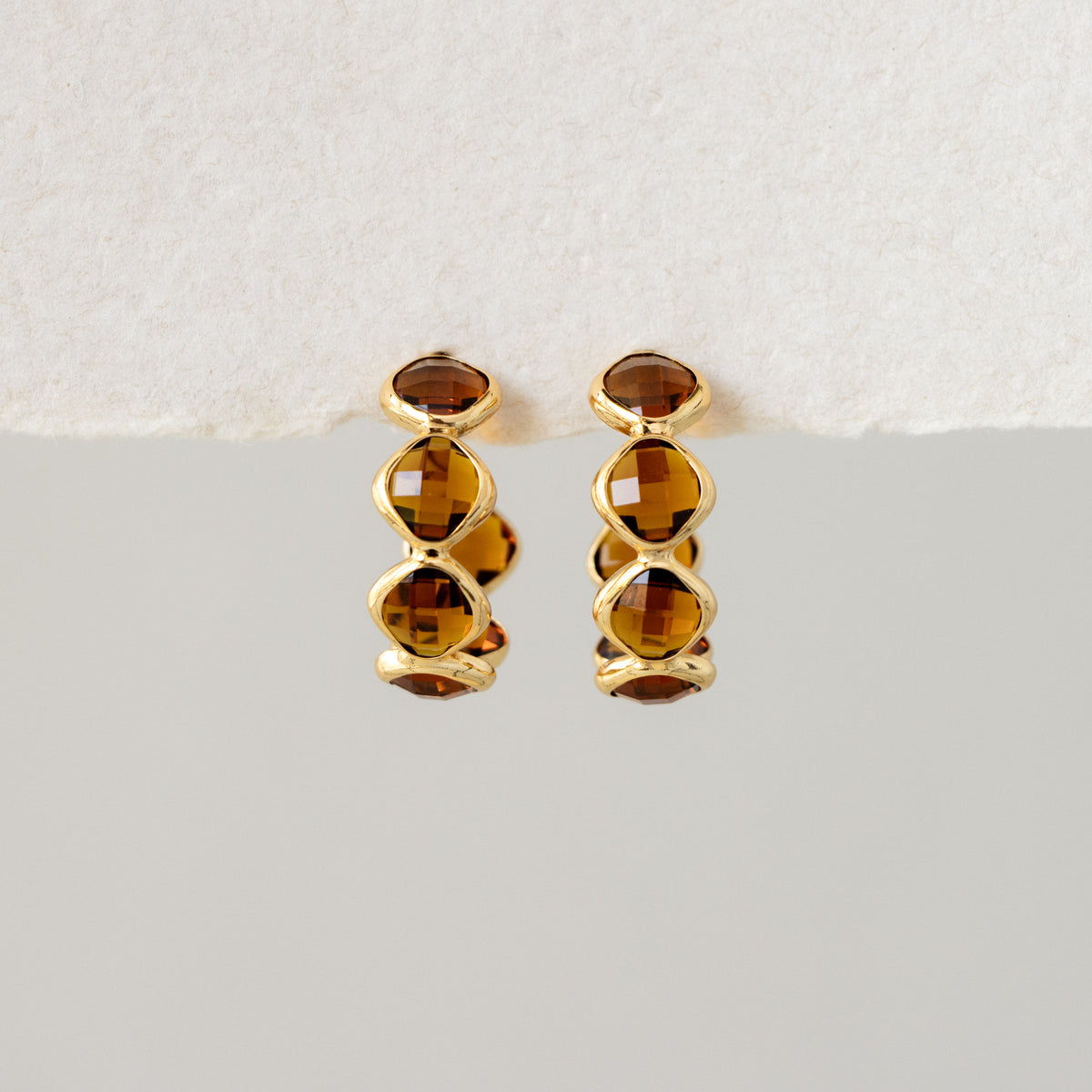 Retro Topaz Hoop Studs