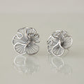 Ruffled Flower Studs in Silver
