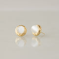 White Moonstone Dome Studs