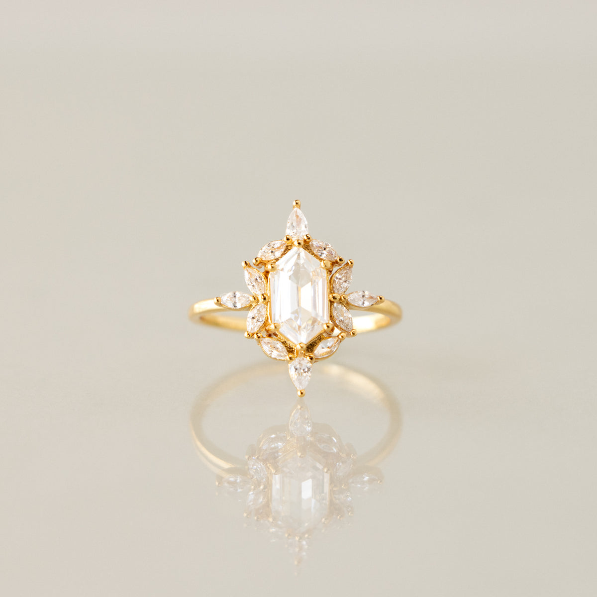Gilded Starburst Diamond Ring