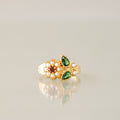 Blooming Flower Gemstone Signet Ring