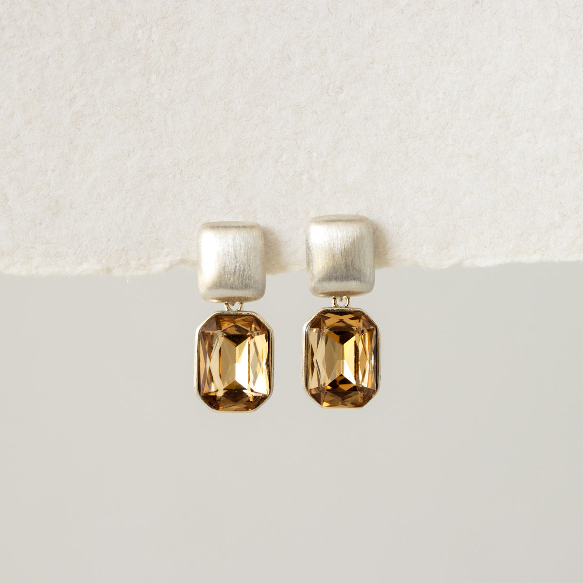 Emerald Cut Topaz Drop Studs