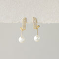 Sculptural Pave Pearl Drop Studs