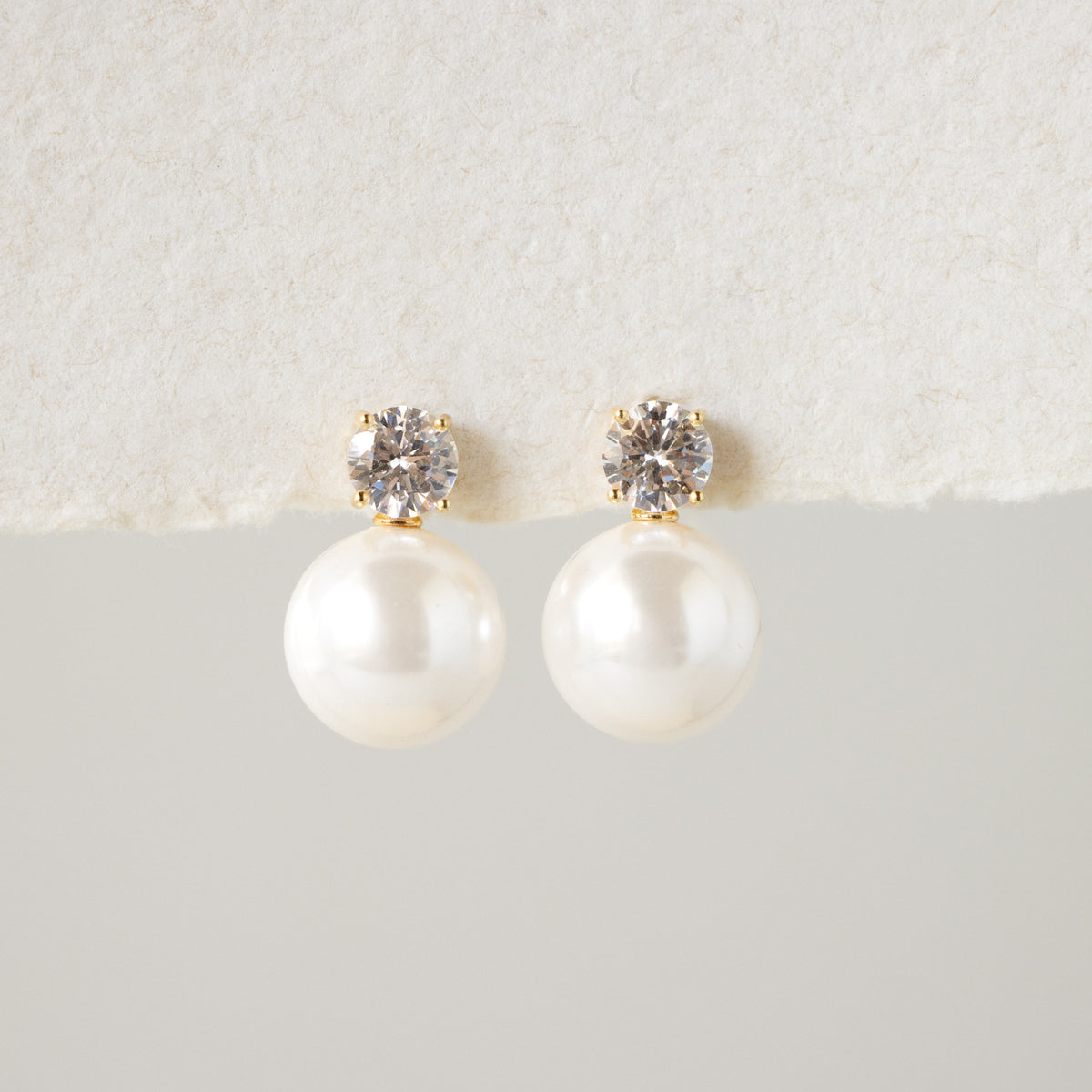 Solitaire Pearl Drop Studs