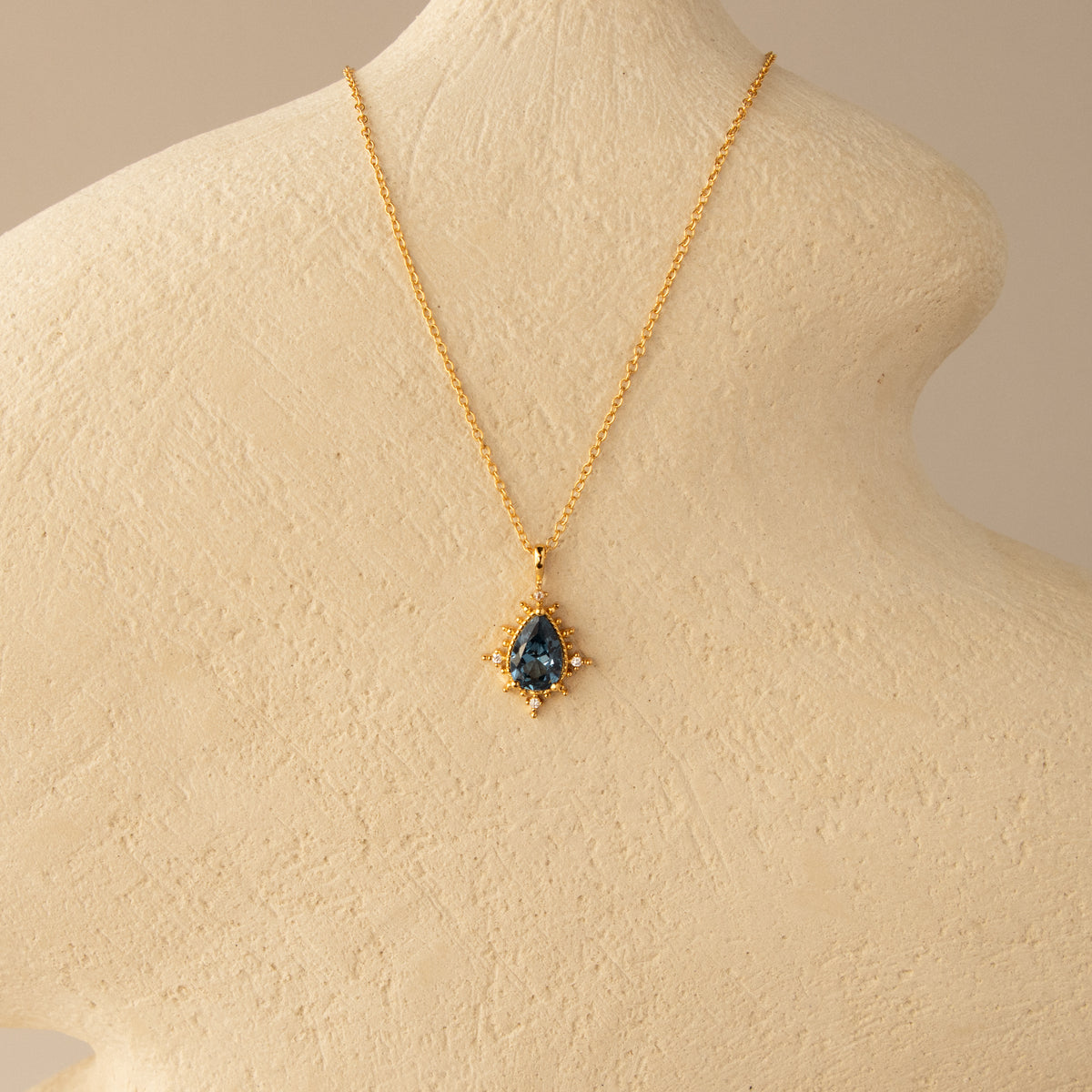 Regal Blue Topaz Teardrop Necklace