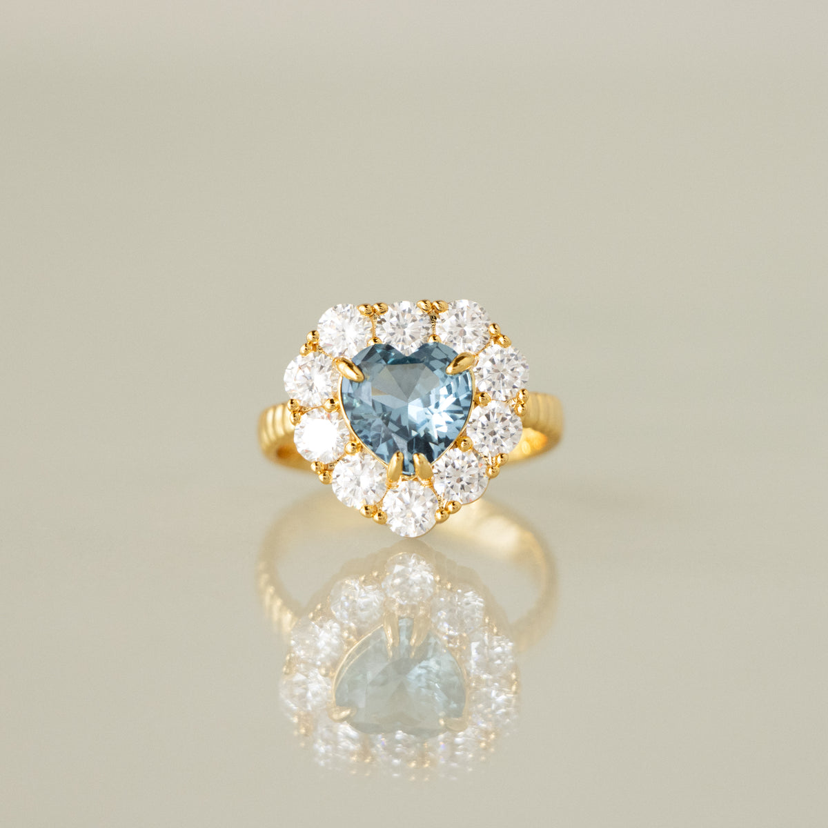 Blue Topaz Heart Halo Ring