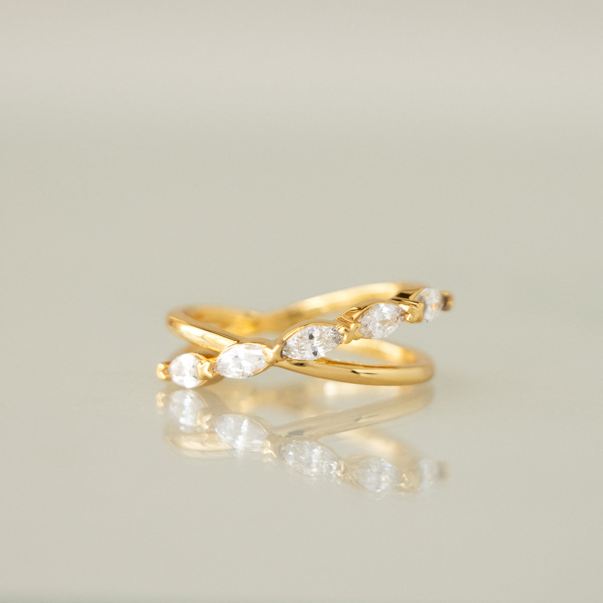 Diamond Marquise Crossover Ring