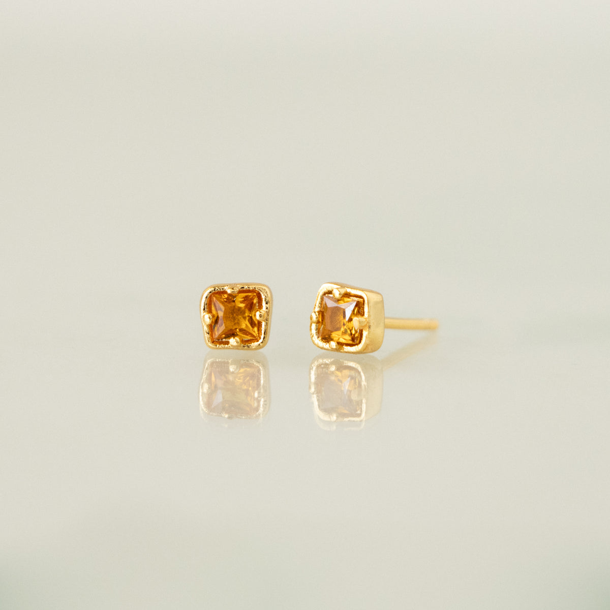 Topaz Gemstone Square Studs