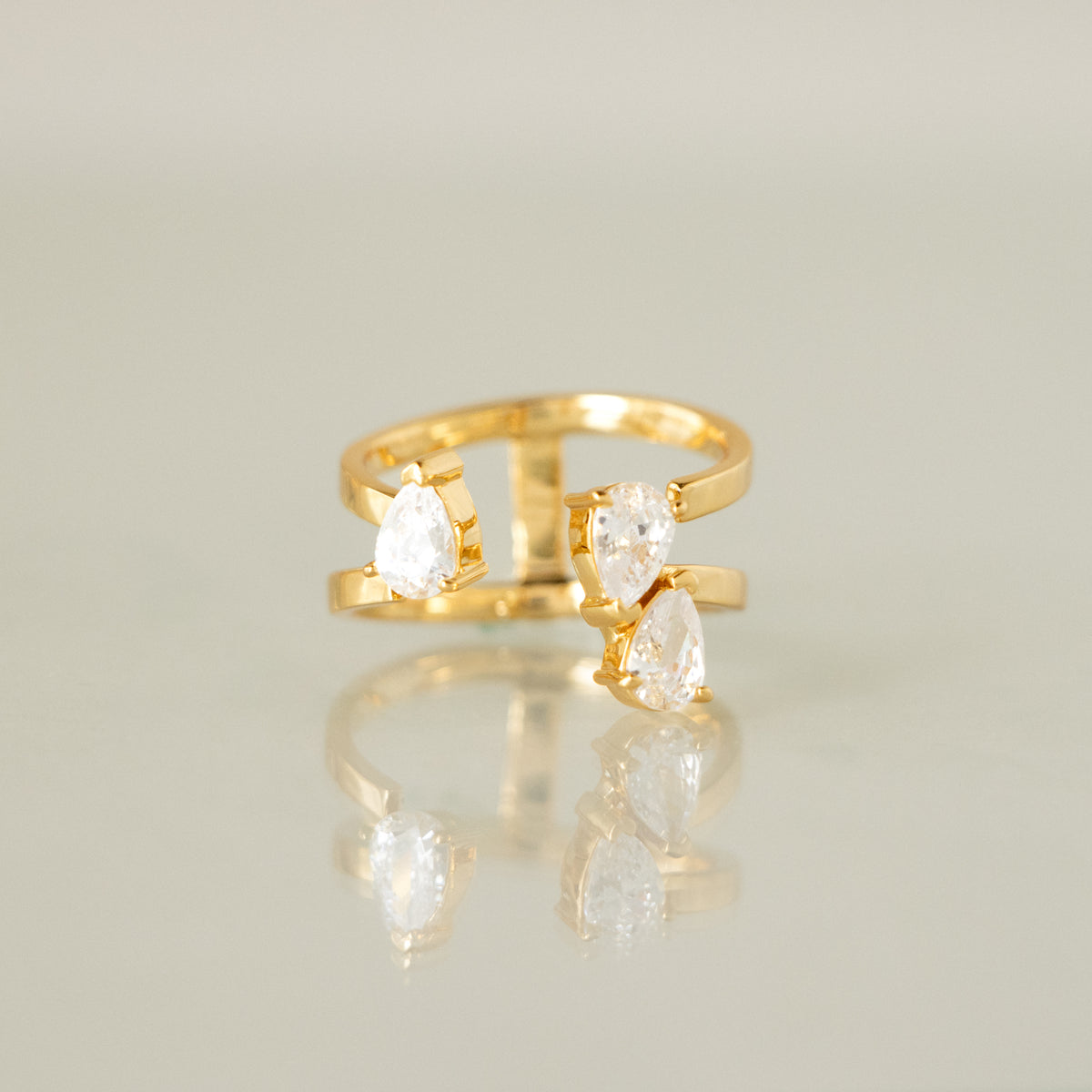 Pear Duo Bypass Ring