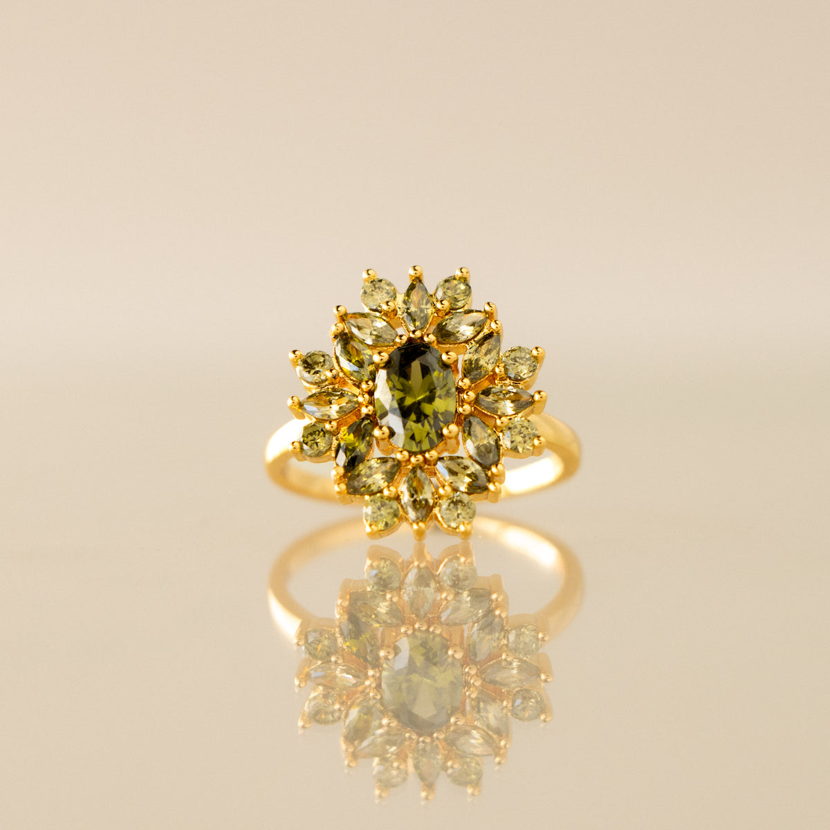 Peridot Snowflake Ring