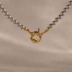 Smoky Pearl Clasp Necklace in 18K Gold