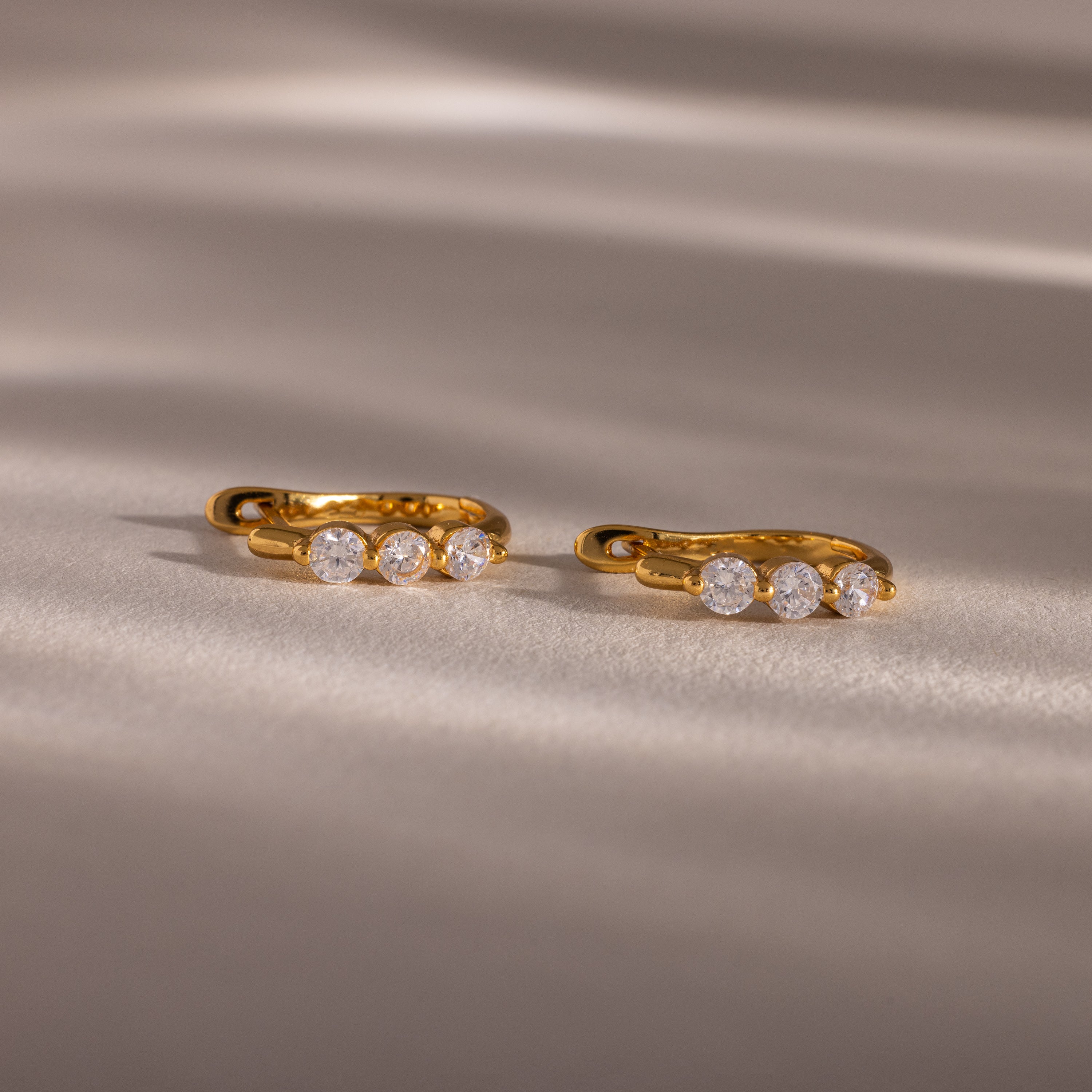 Close up image of our Lace Diamond Hoops in Gold