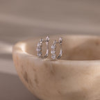 Close up of our Lace Diamond Hoops in Silver