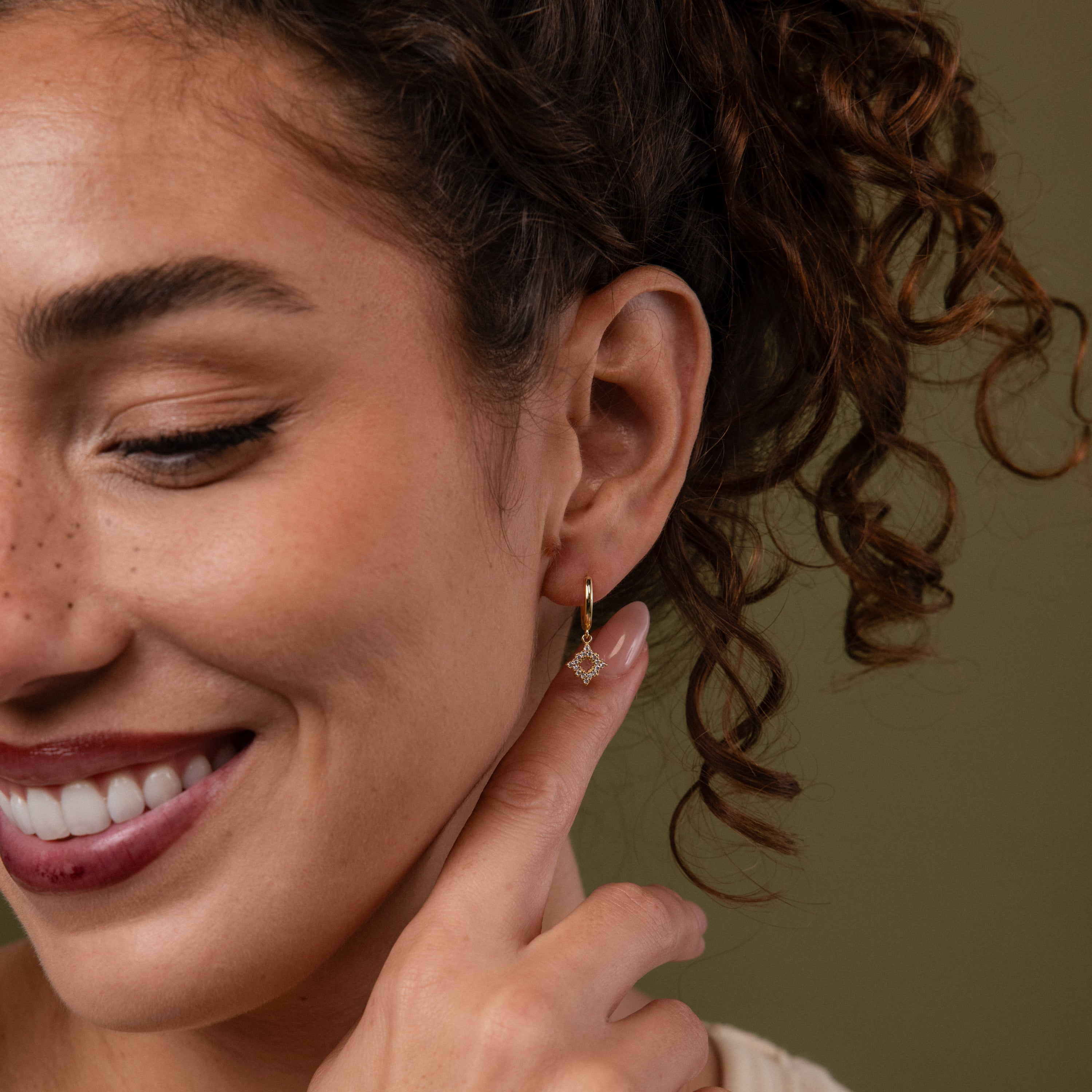 Twilight Star Hoops in 18K Gold