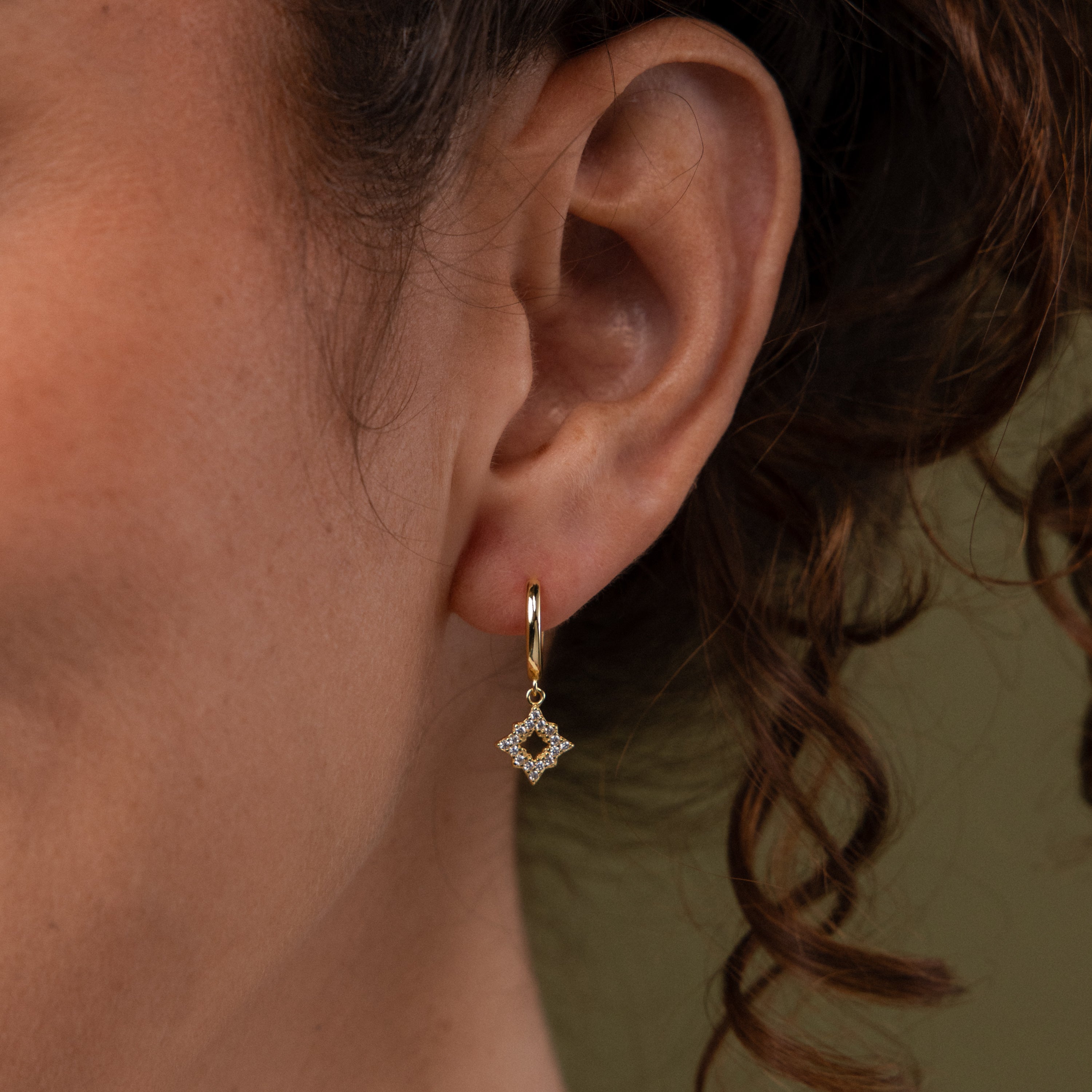Twilight Star Hoops in 18K Gold
