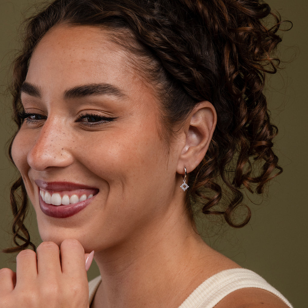 Twilight Star Hoops in Sterling Silver