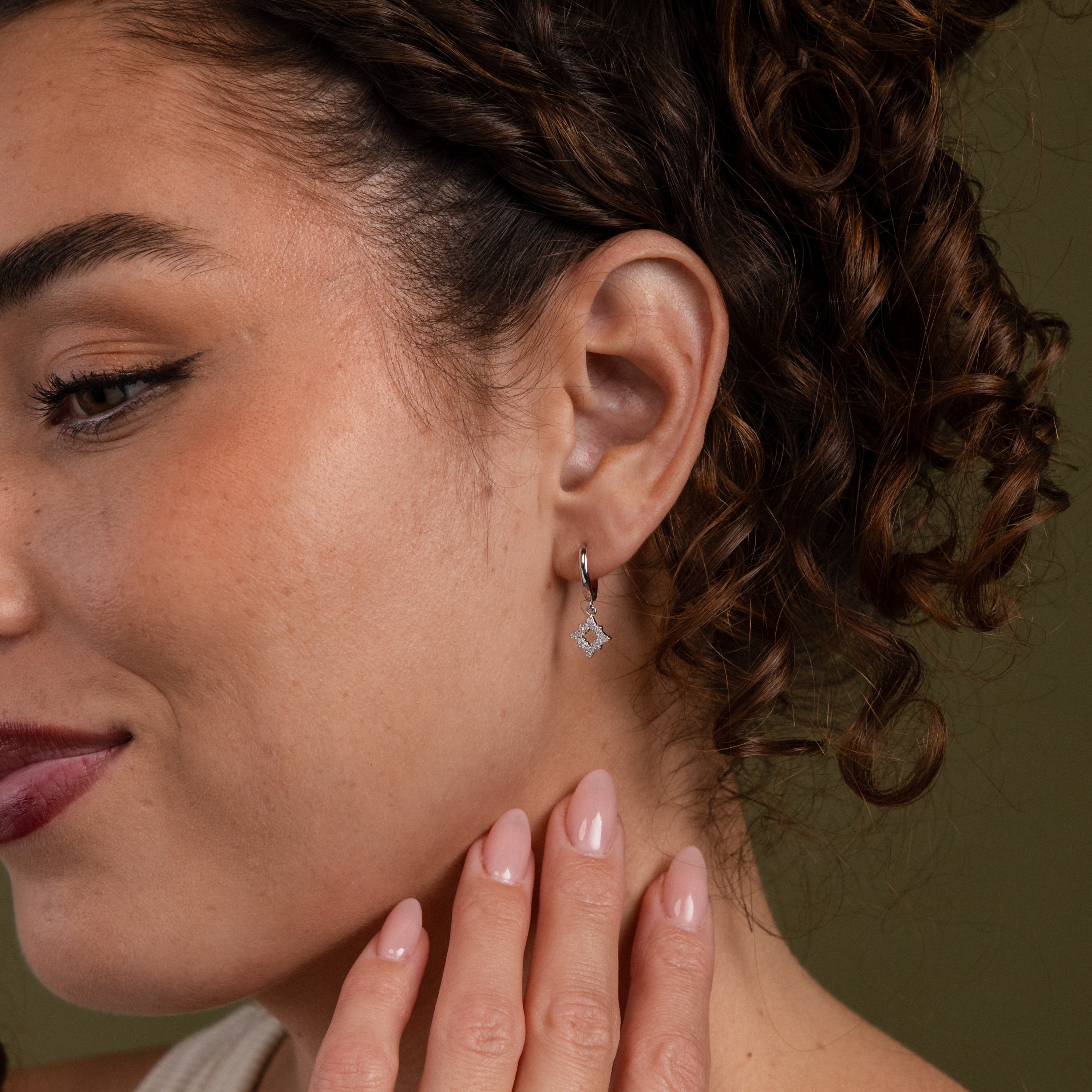 Twilight Star Hoops in Sterling Silver