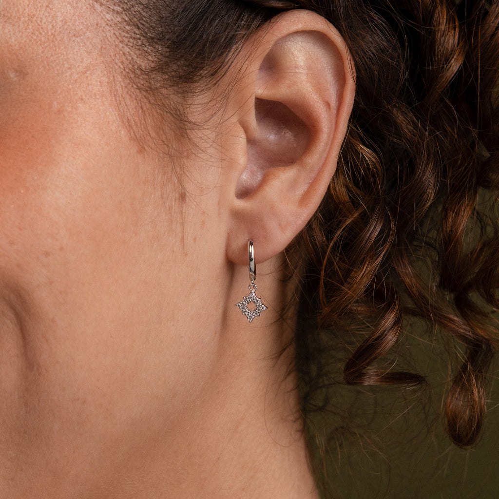 Twilight Star Hoops in Sterling Silver