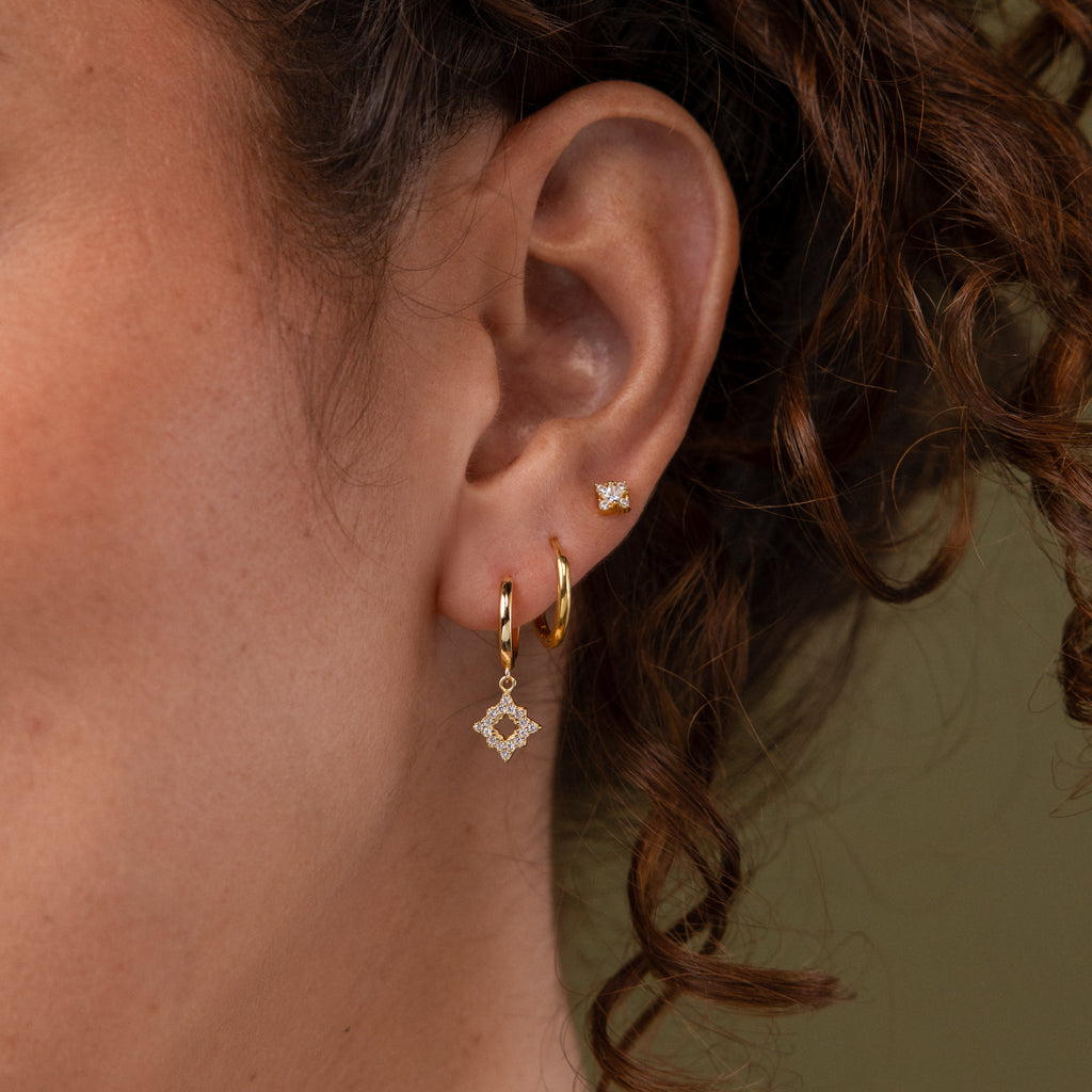 Twilight Star Hoops in 18K Gold
