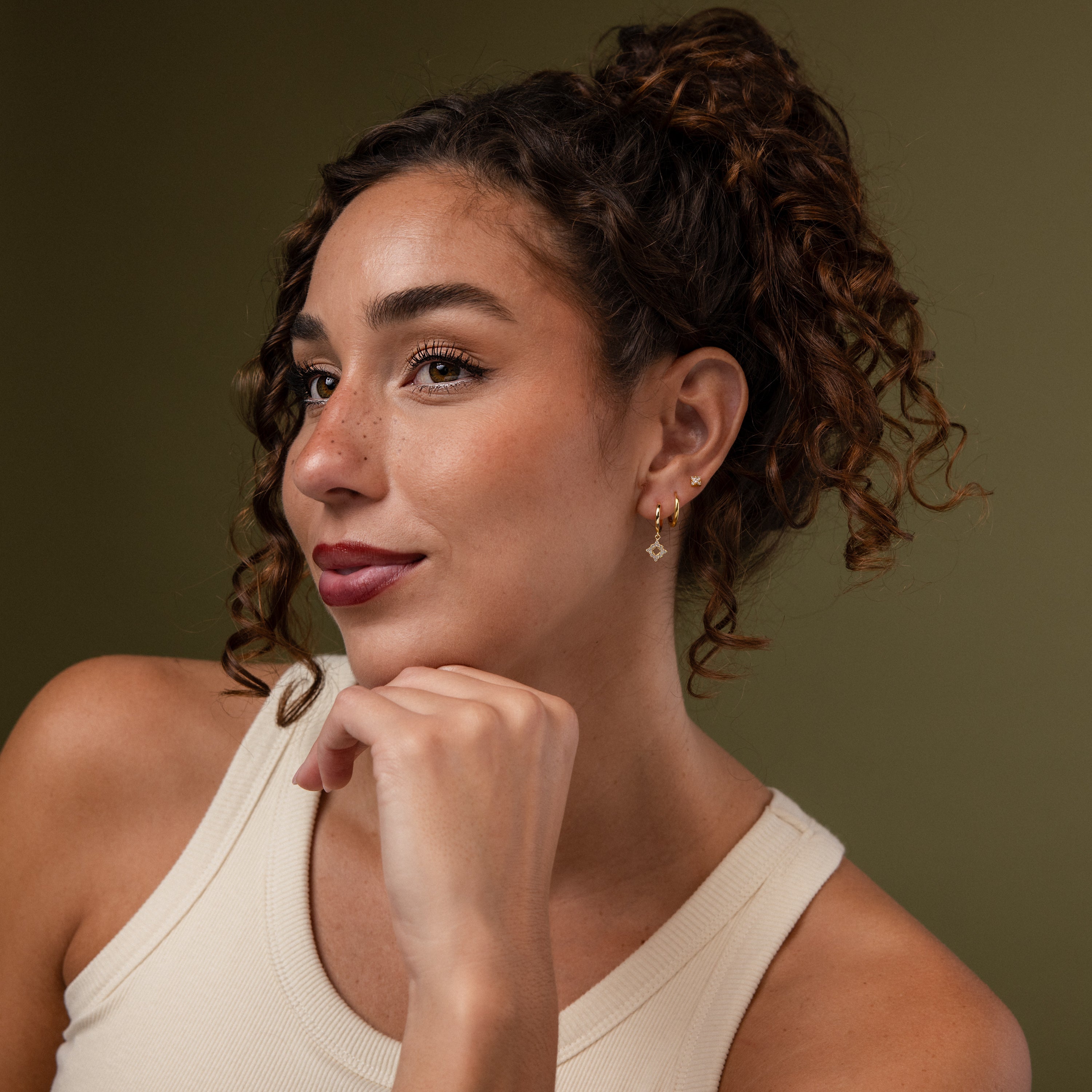 Twilight Star Hoops in 18K Gold