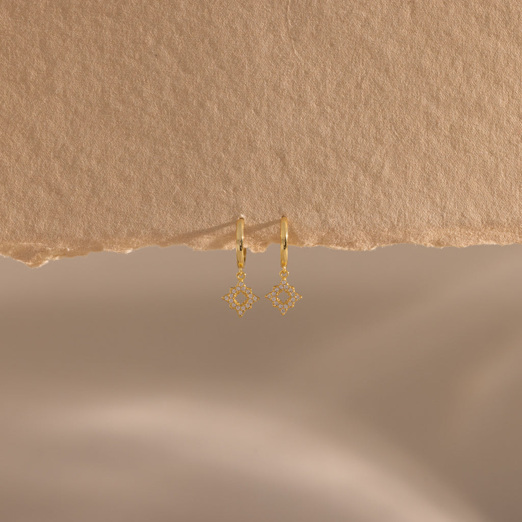 Twilight Star Hoops in 18K Gold
