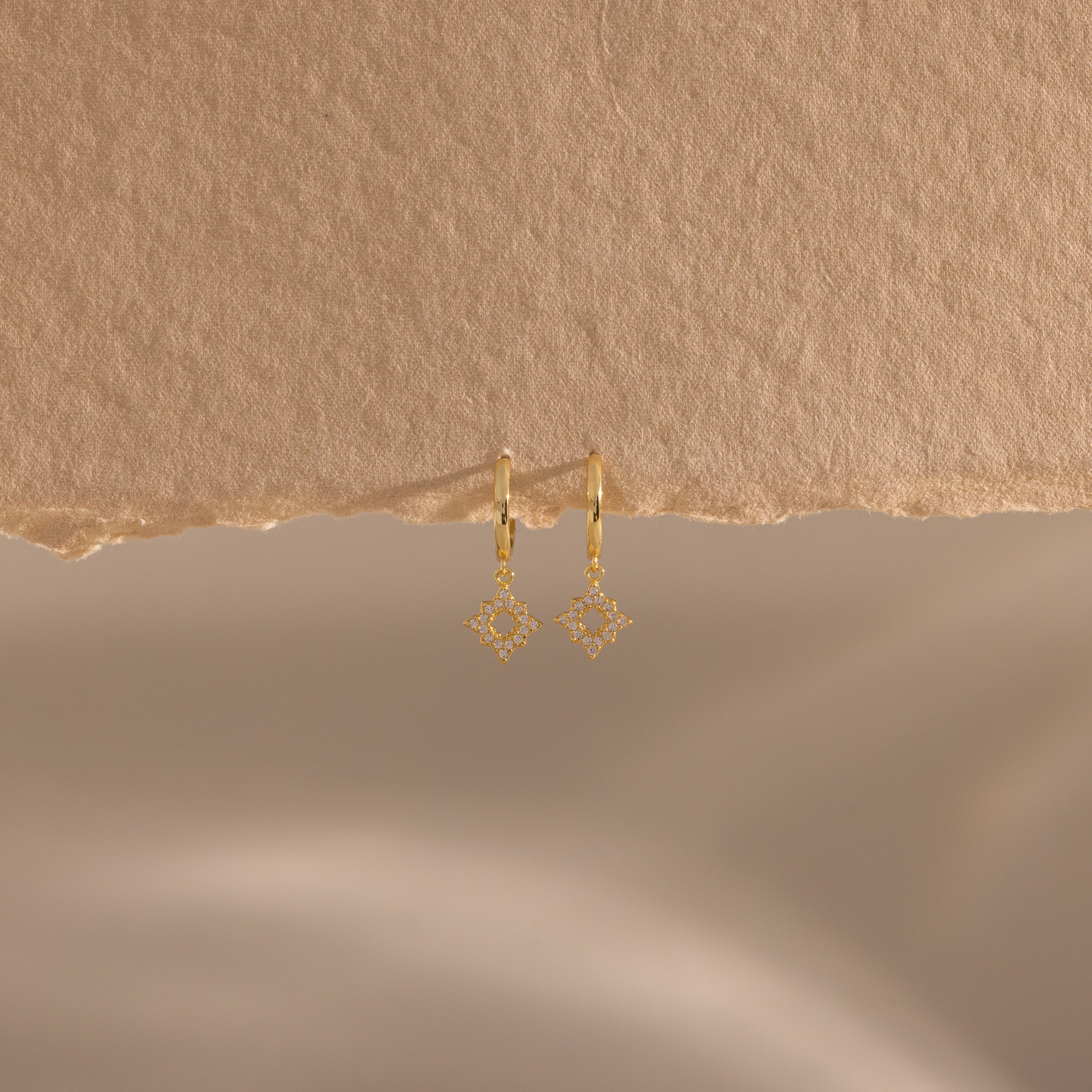 Twilight Star Hoops in 18K Gold