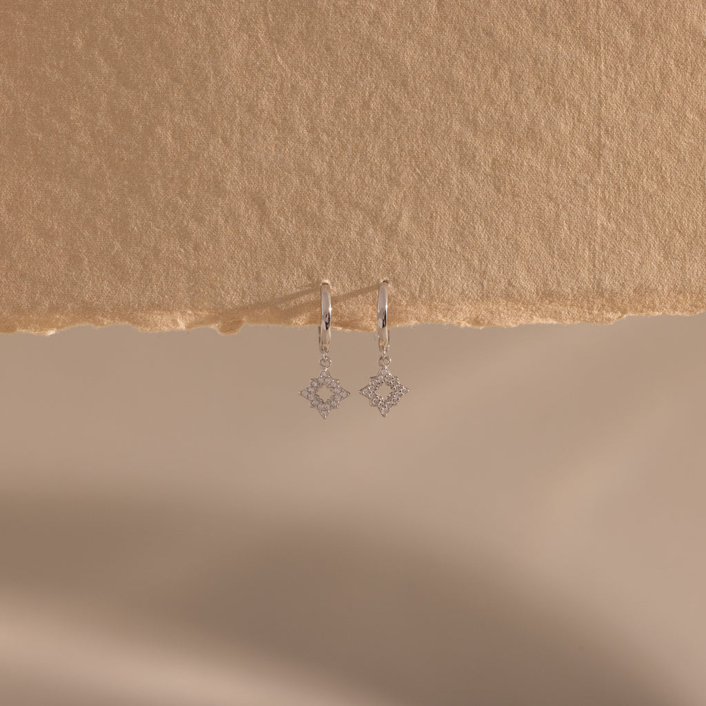 Twilight Star Hoops in Sterling Silver