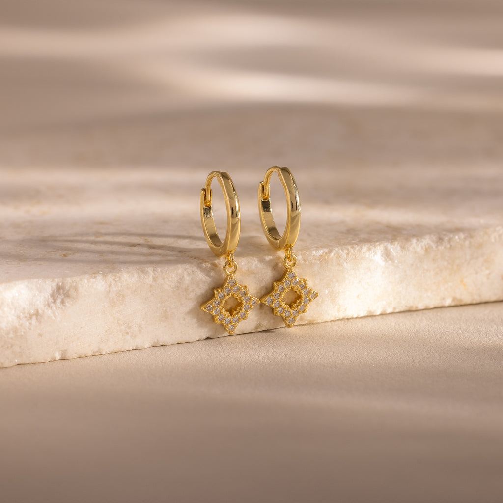 Twilight Star Hoops in 18K Gold